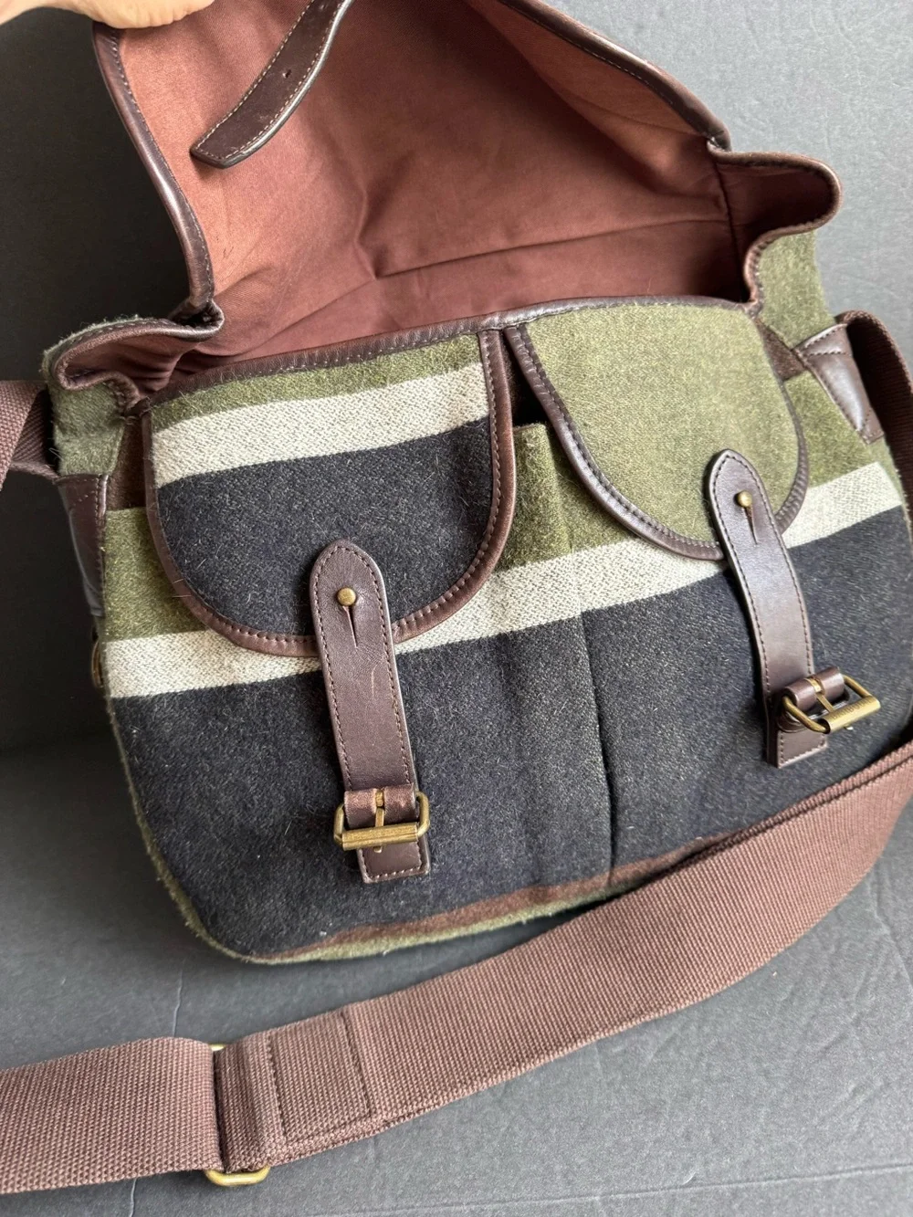 Barbour‎ Messenger Bag Blanket Wool Striped Crossbody Briefcase Work Unisex Mens